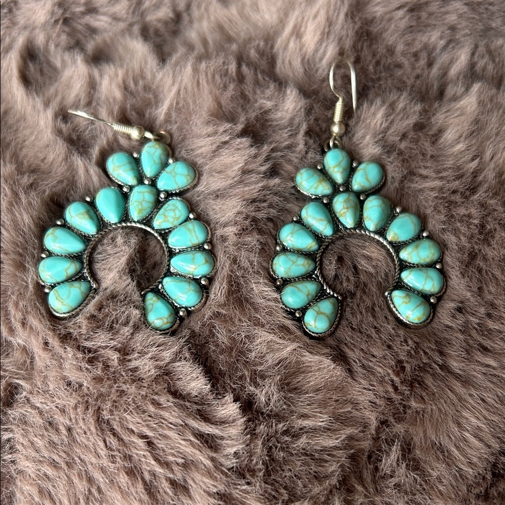 Turquoise Crescent Earrings